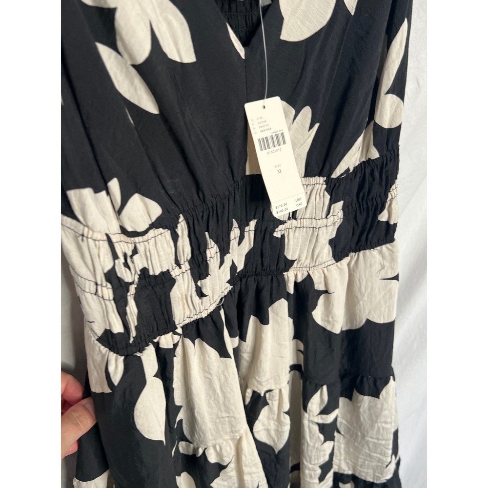 Anthropologie Dress Sz M Black White Silverlake Flutter Sleeve Maxi Boho Floral - Picture 6 of 14